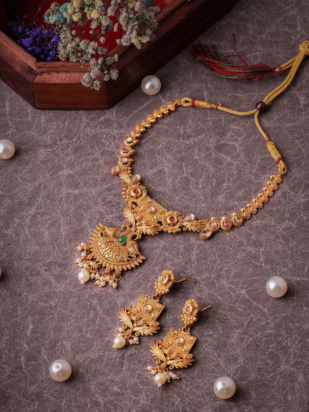 

Brandsoon Gold Plated Brass Temple Jewellery Set