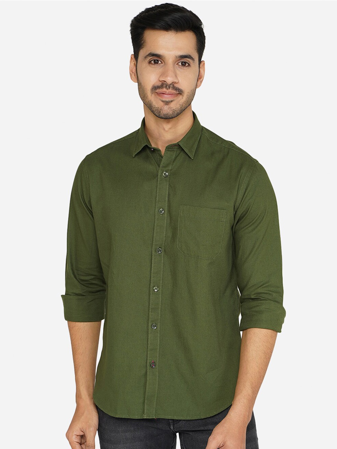 

Greenfibre Men Green Classic Cotton Casual Shirt