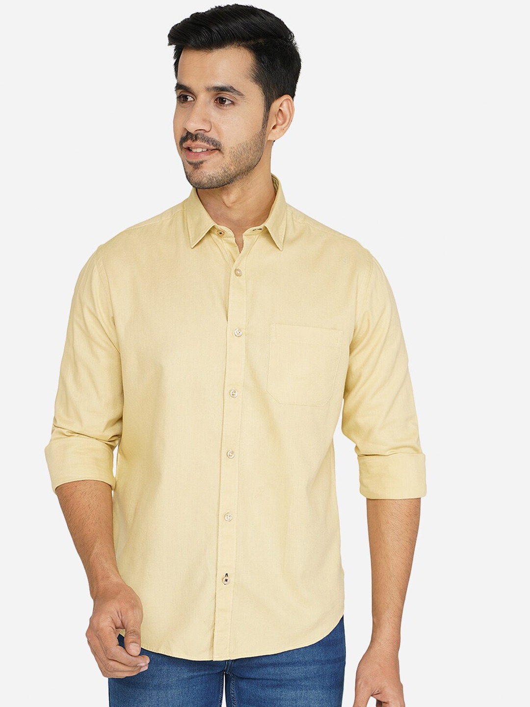 

Greenfibre Men Yellow Classic Cotton Casual Shirt