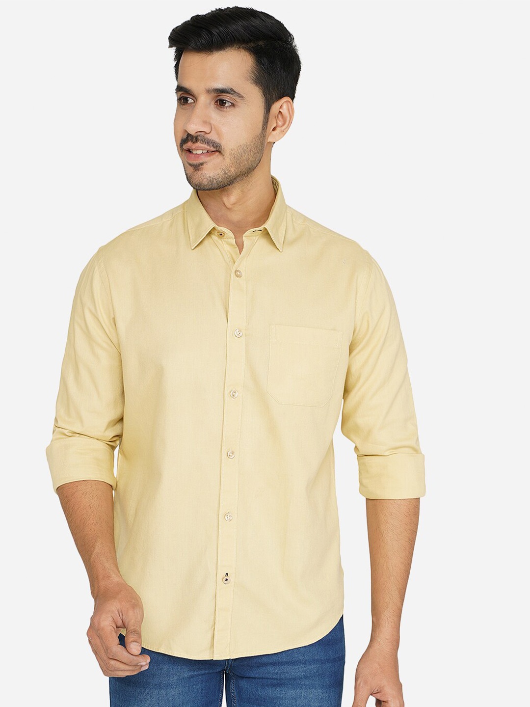 

Greenfibre Men Yellow Classic Cotton Casual Shirt