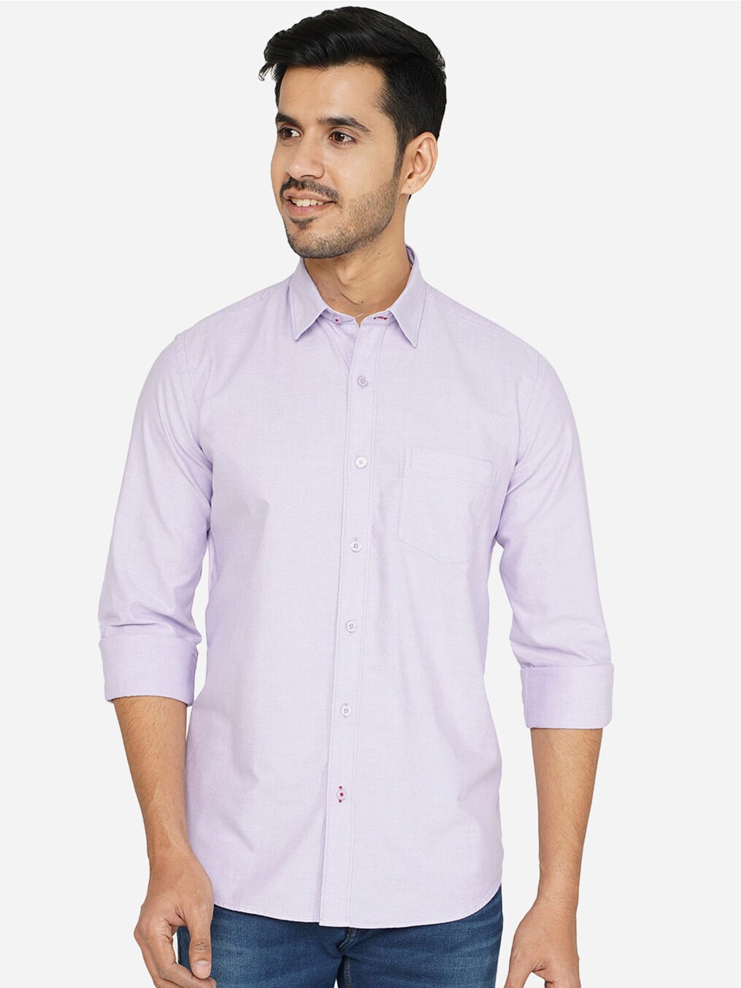 

JADE BLUE Men Lavender Classic Slim Fit Casual Cotton Shirt