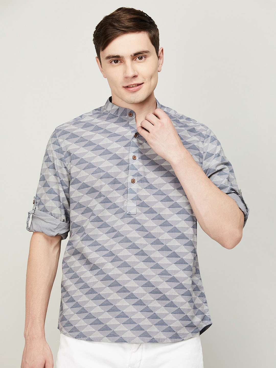 

Melange by Lifestyle Printed Casual Cotton Shirt, Grey
