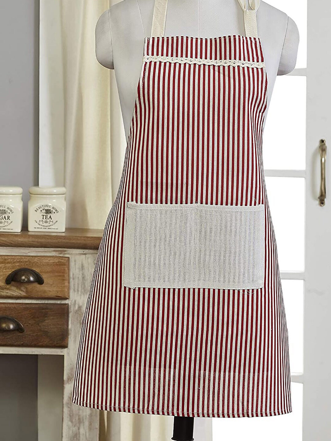 

homewards Red & White Striped Cotton Apron