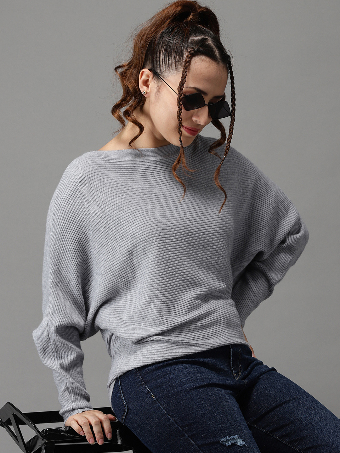 

SHOWOFF Women Grey Acrylic Pullover