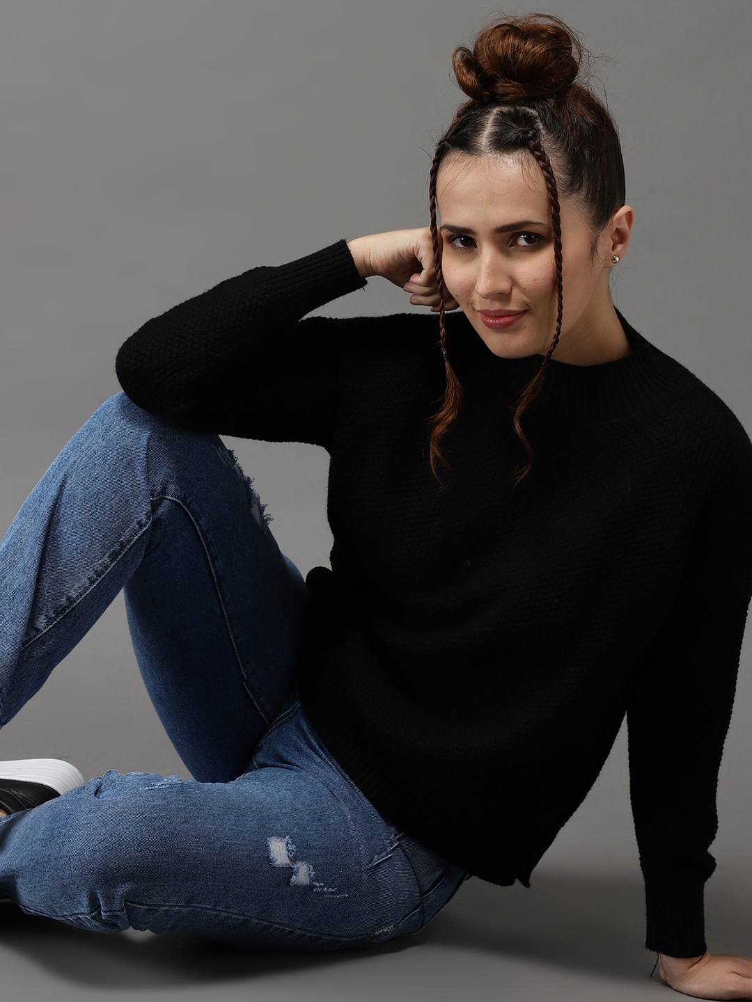 

SHOWOFF Women Black Acylic Pullover