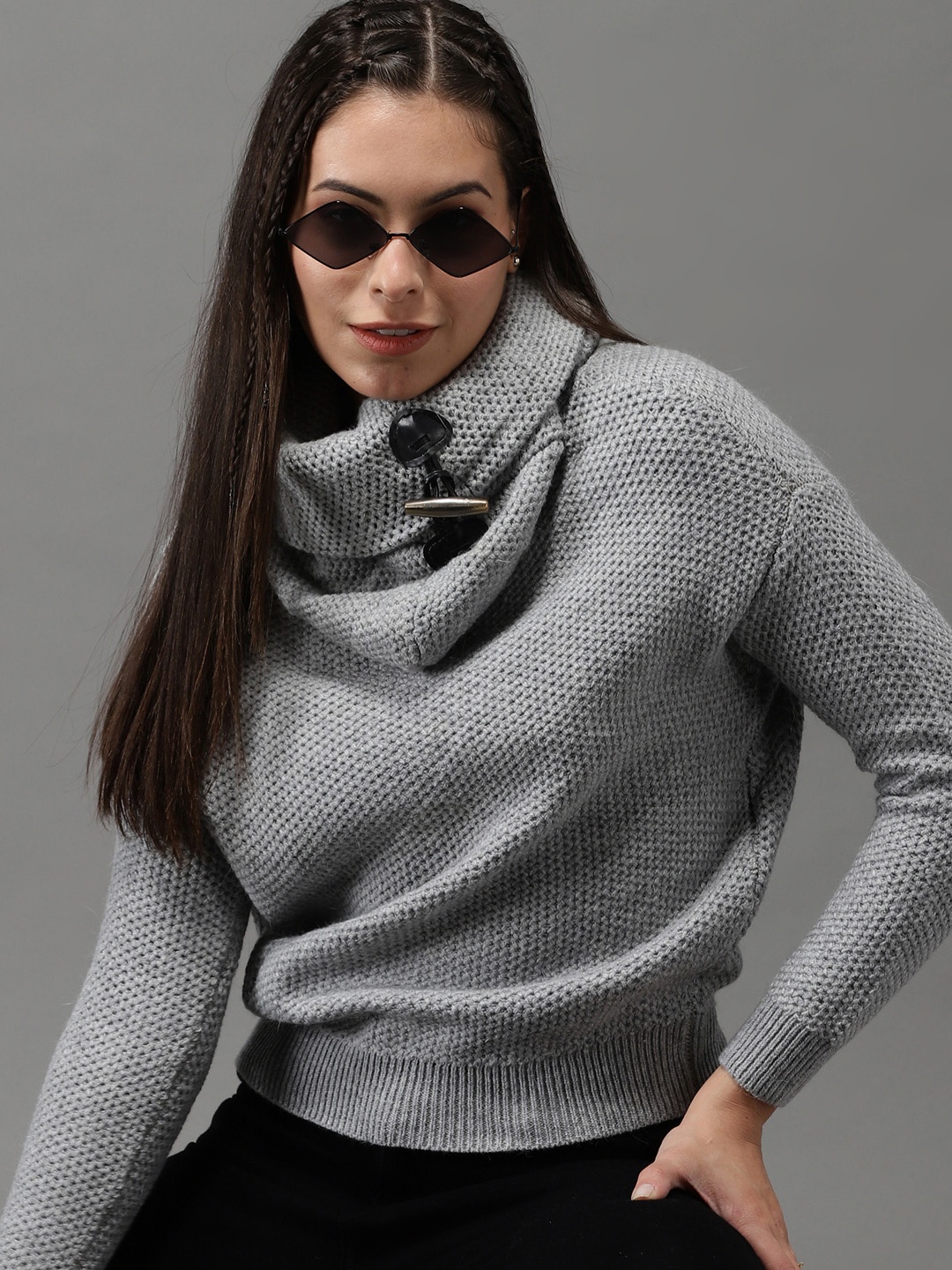 

SHOWOFF Women Grey Wool Pullover