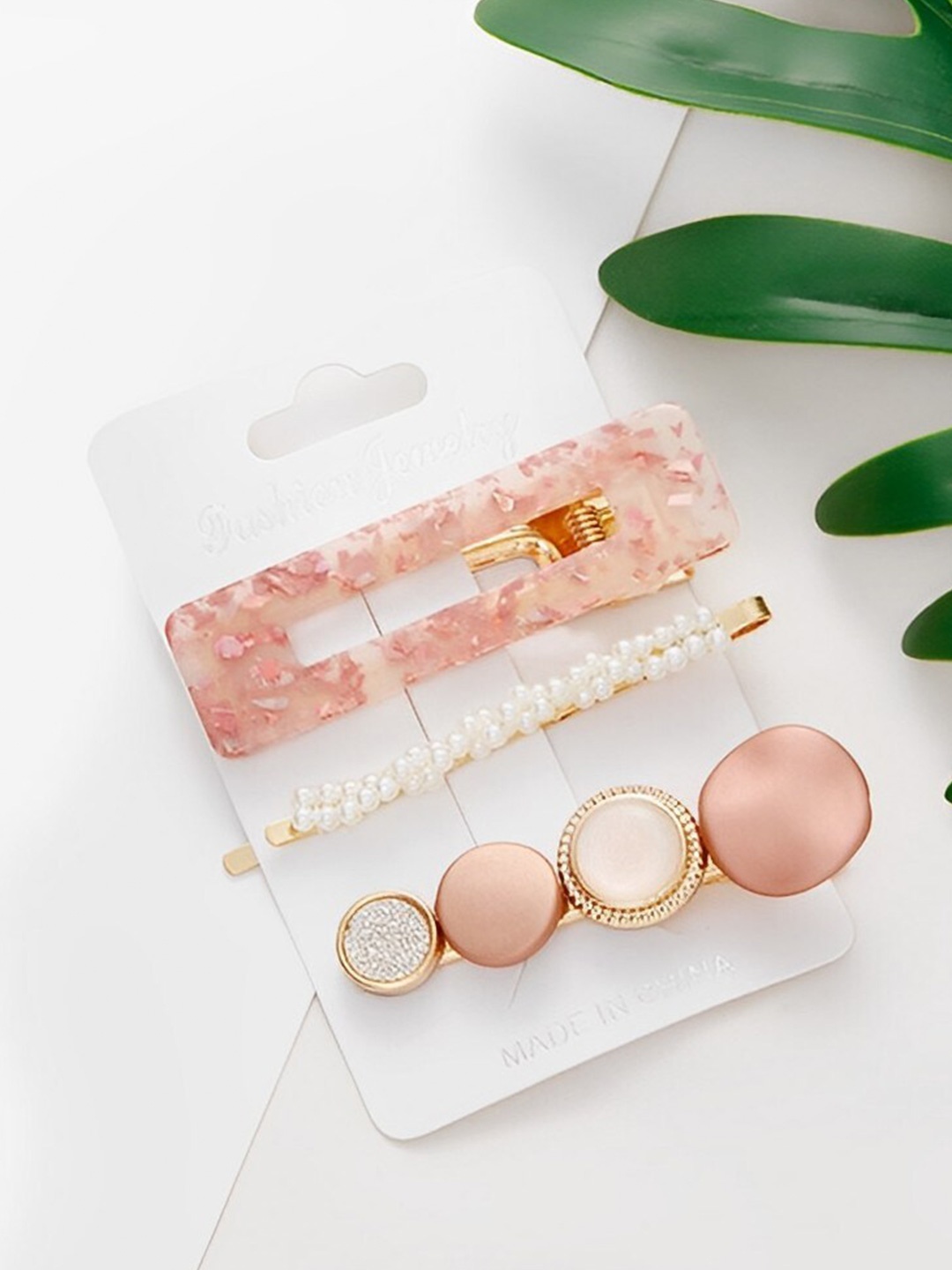 

Pinapes Set of 3 Embellished Bobby Pins, Pink