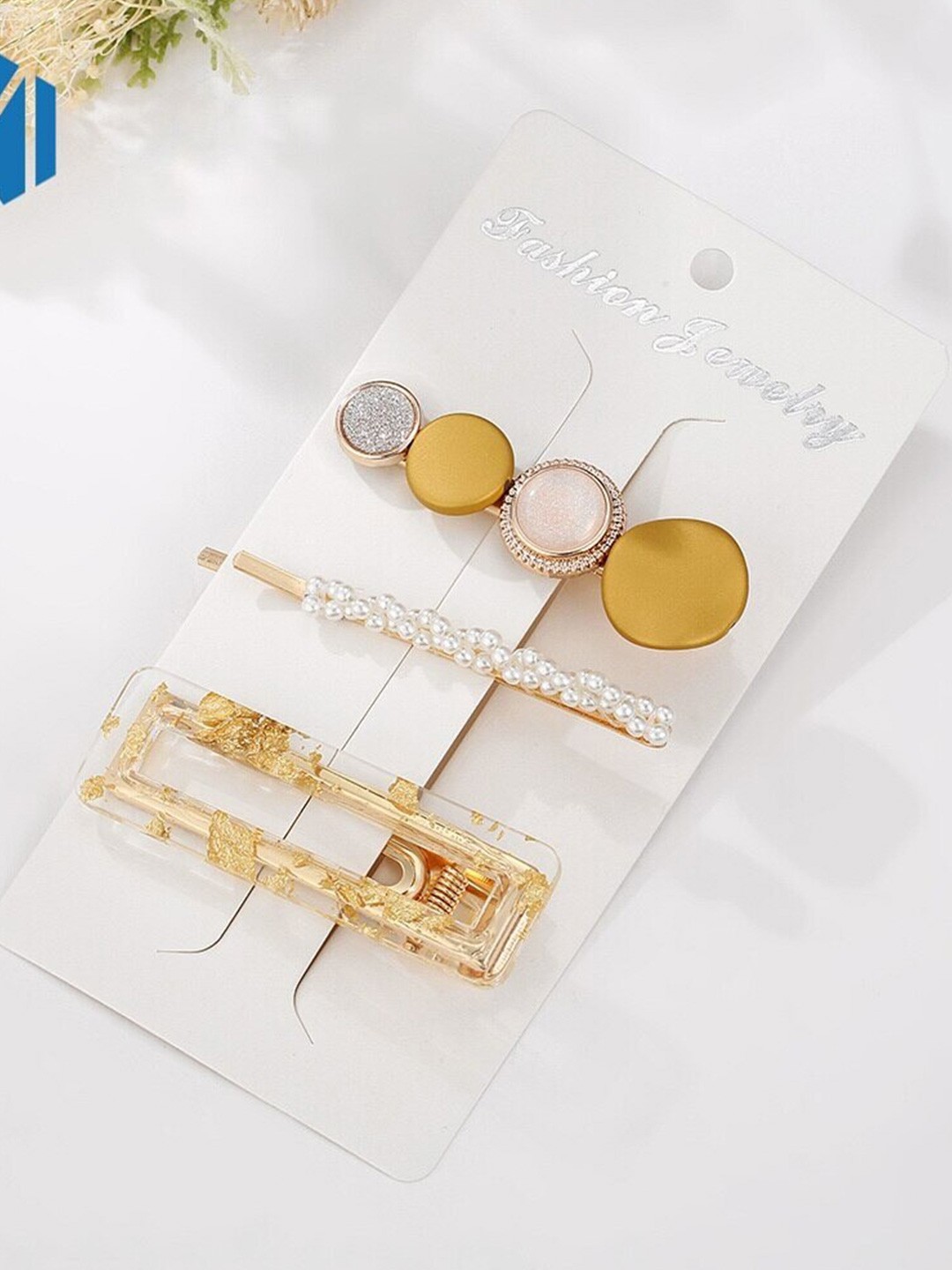 

Pinapes Set of 3 Embellished Bobby Pins, Gold
