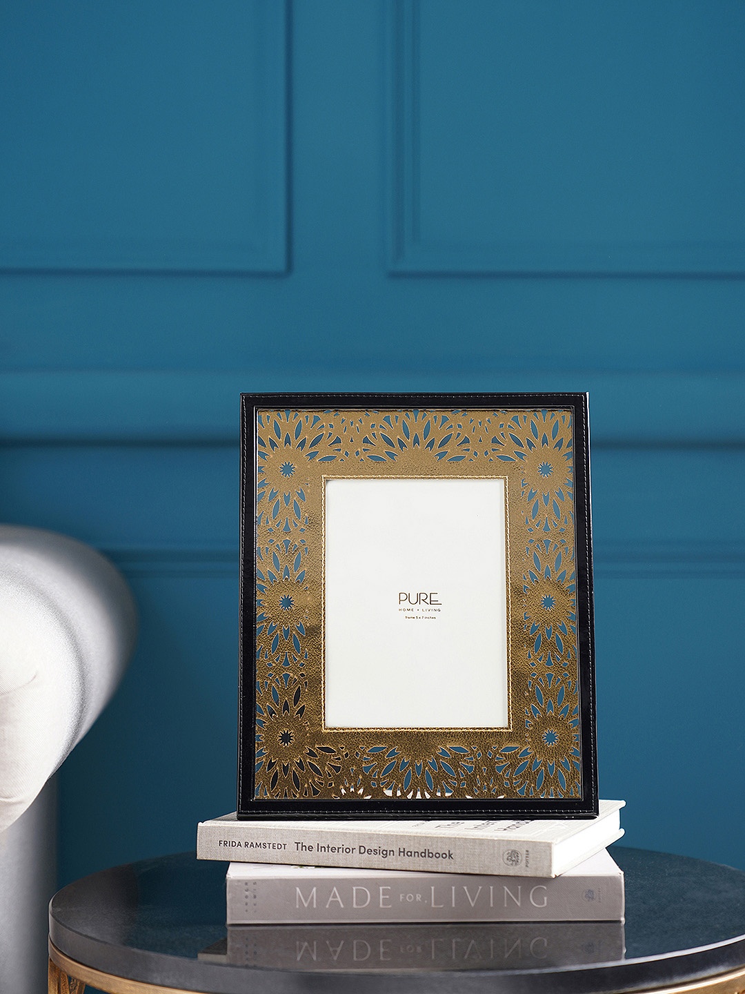 

Pure Home and Living Black & Gold-Colored Faux Leather Photo Frames