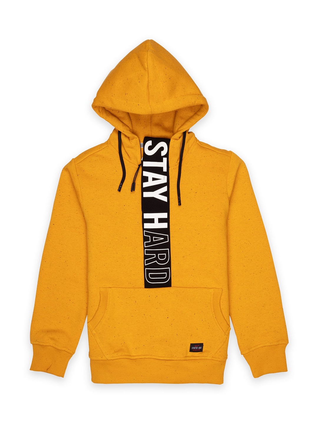 

Status Quo Boys Mustard Printed Hooded Sweatshirt