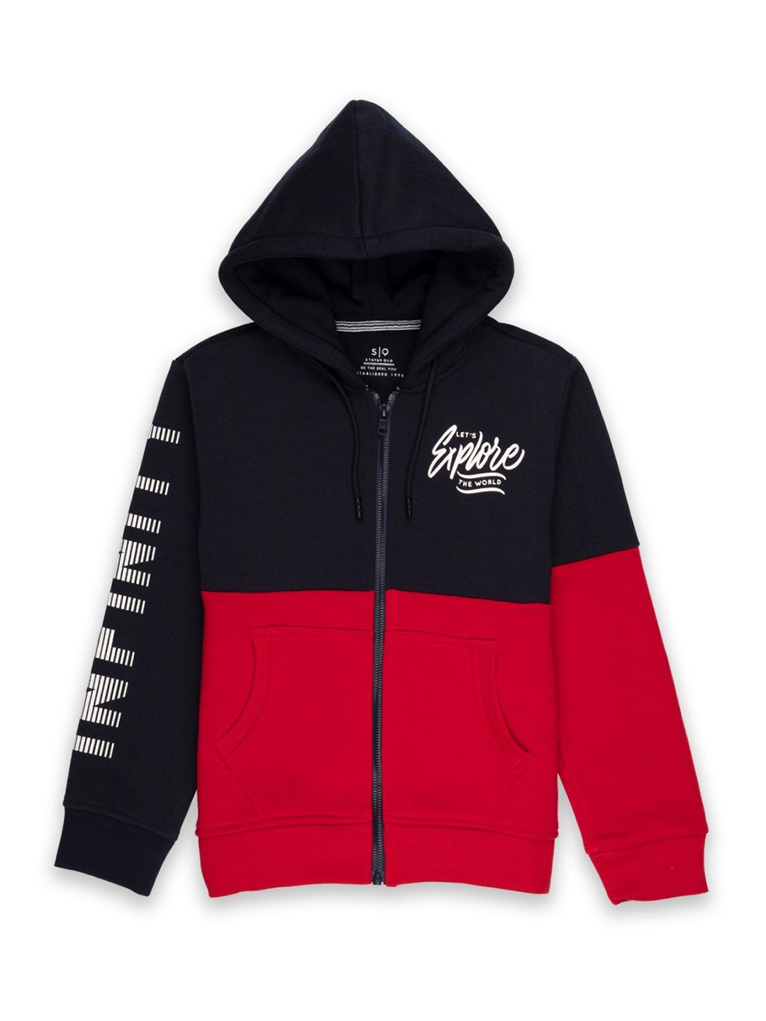 

Status Quo Boys Colourblocked Hooded Cotton Sweatshirt, Navy blue