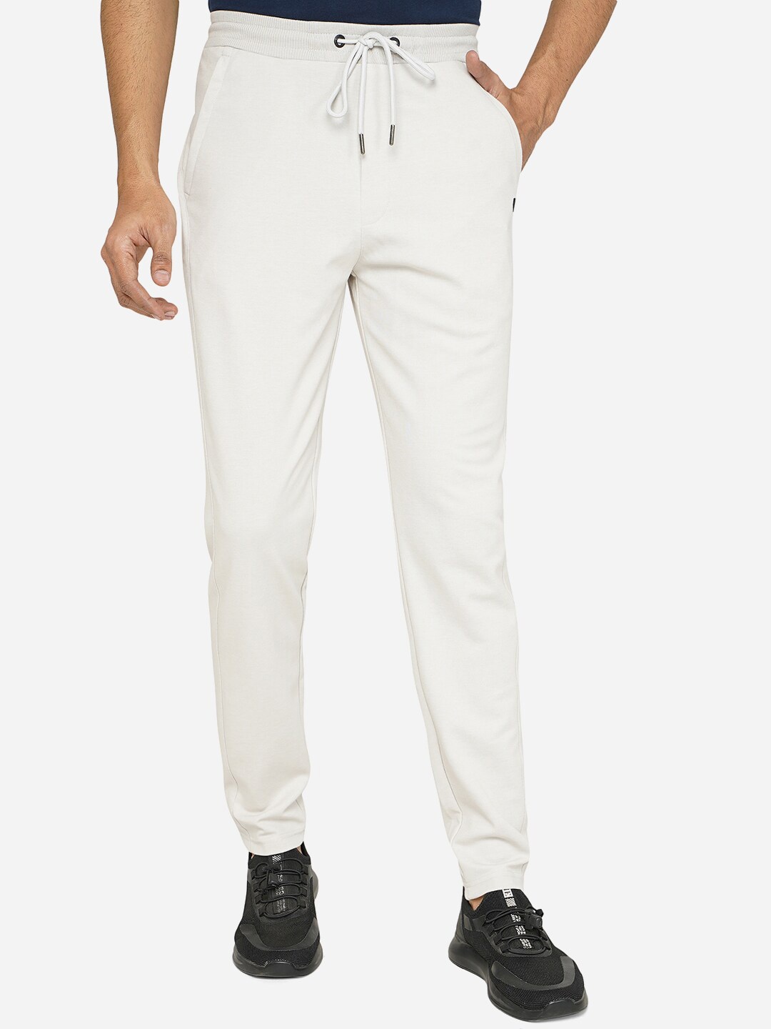 

JADE BLUE Men Opal Grey Regular-Fit Cotton Track Pants