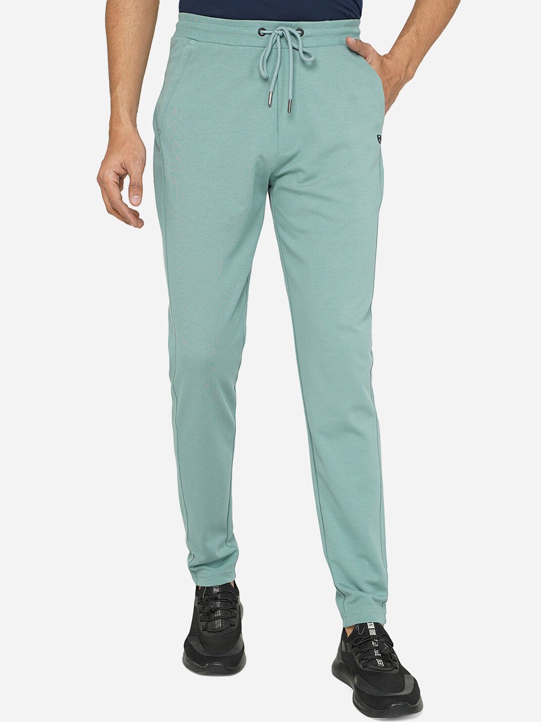 

JADE BLUE Men Teal-Green Slim-Fit Cotton Track Pants