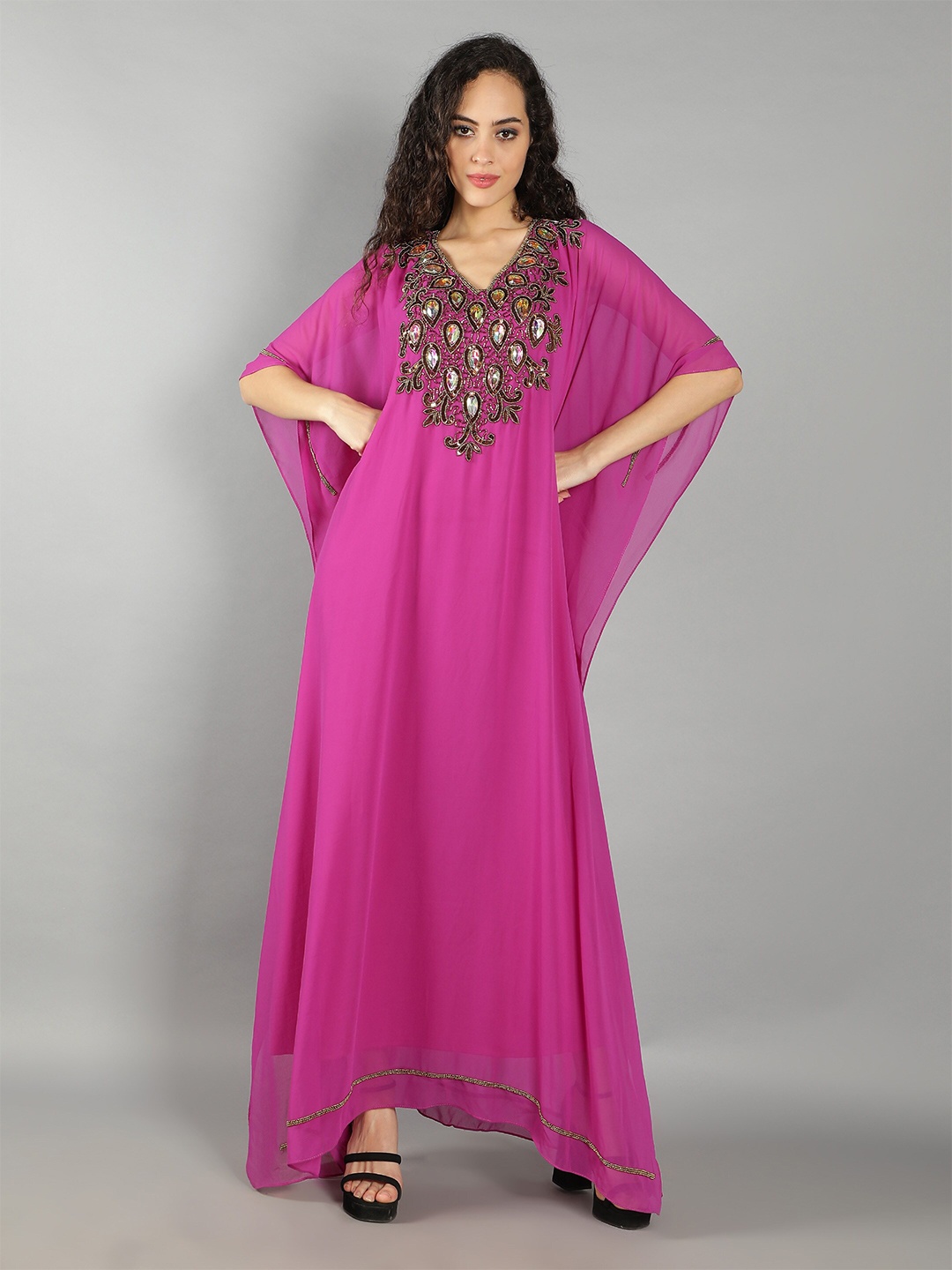 

DEBONATELLA Pink Georgette Kaftan Maxi Dress