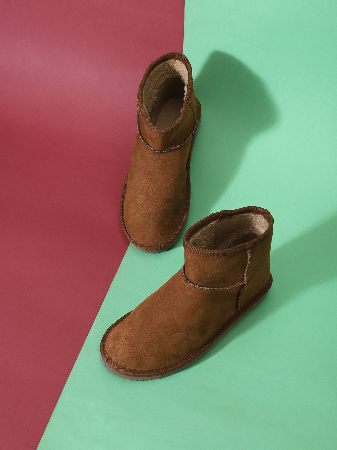 

Truffle Collection Women Tan Round toe Suede Winter Boots