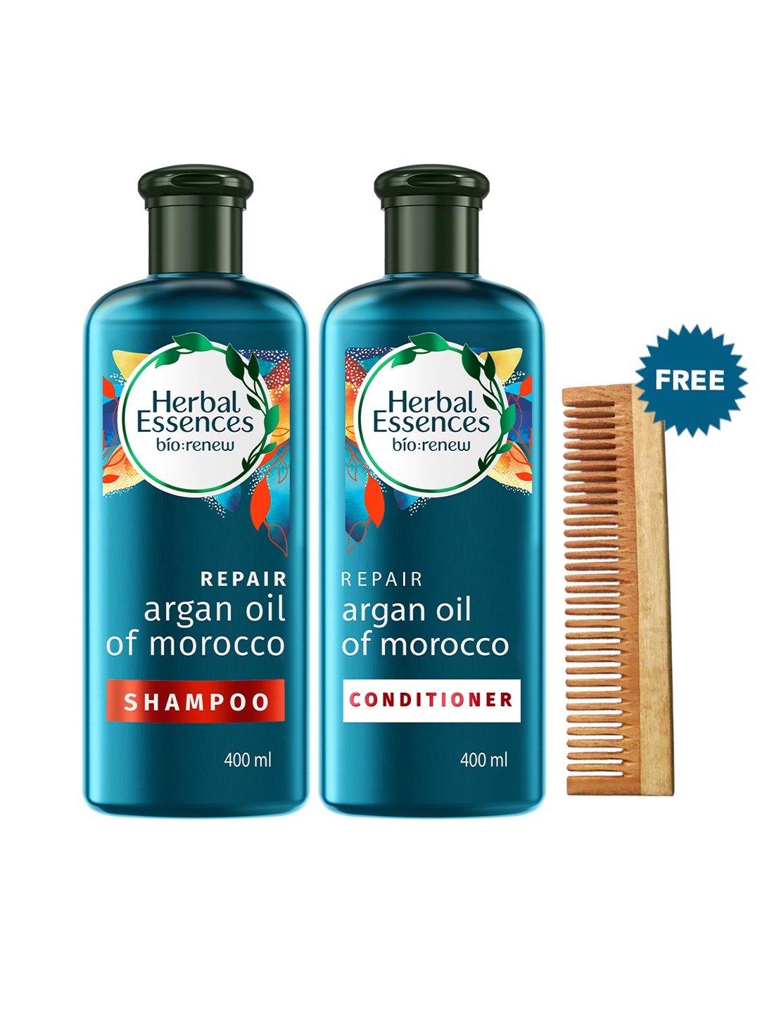 

Herbal Essences Repair Argan Oil of Morocco Shampoo & Conditioner Set with FREE Neem Comb, Teal