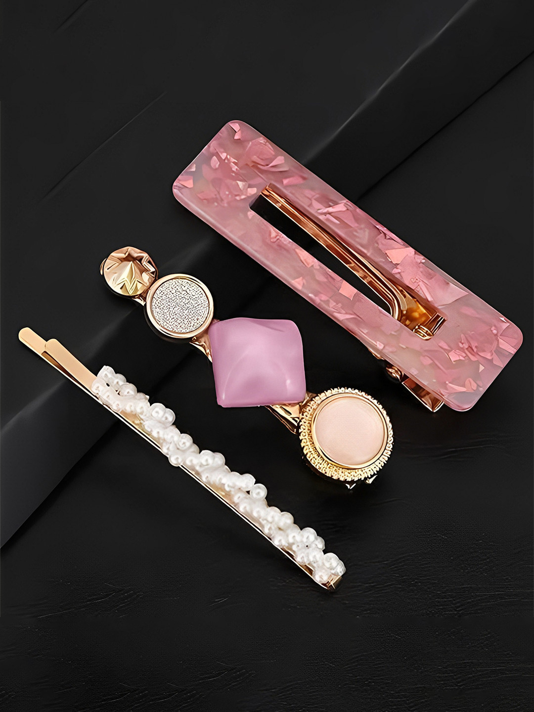

Pinapes Set of 3 Embellished Bobby Pins, Pink