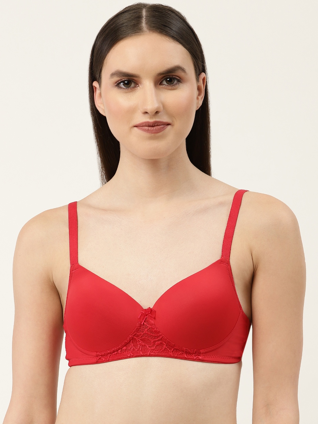 

Leading Lady Solid T-shirt Bra - Lightly Padded, Red