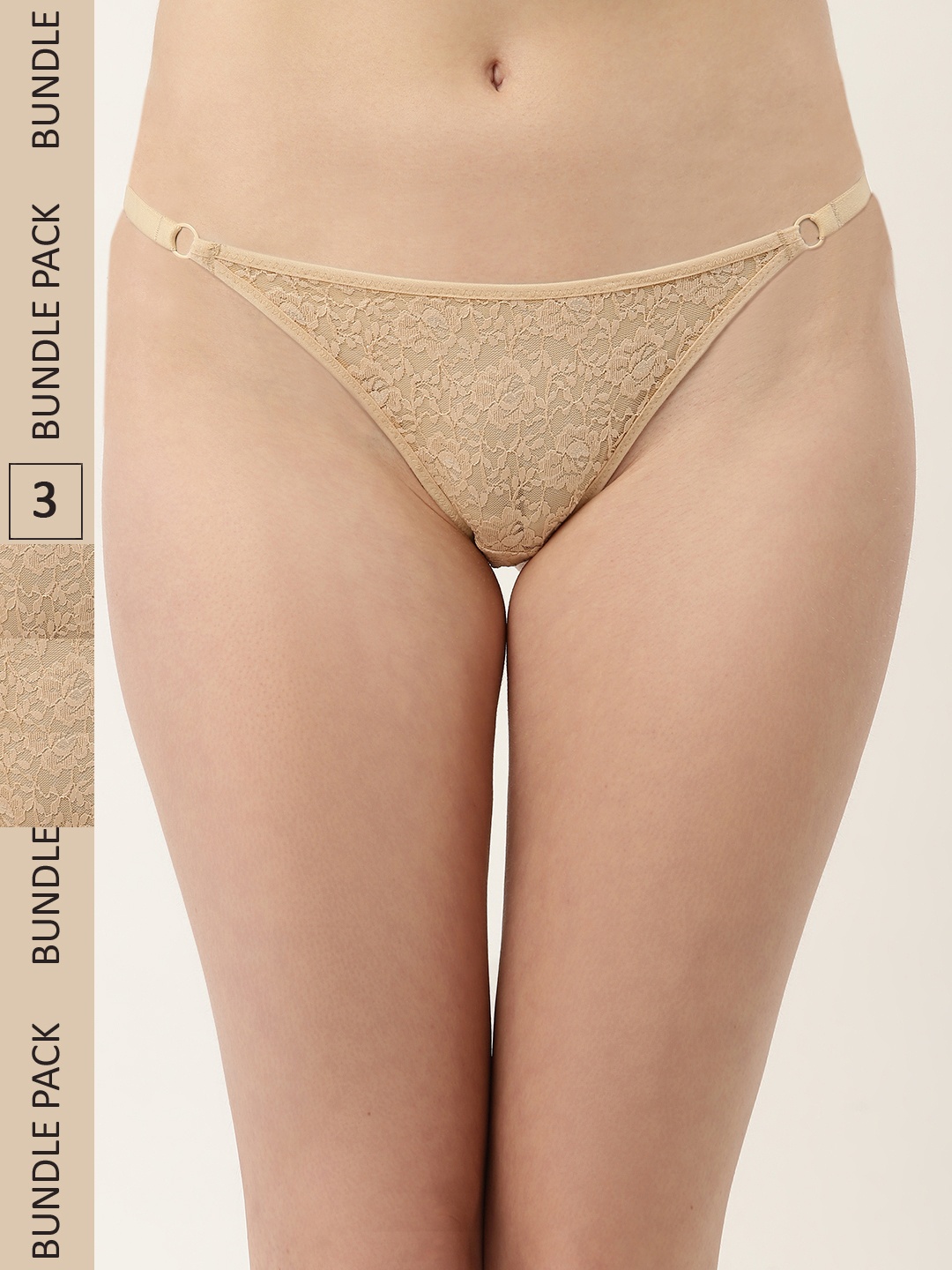 

Leading Lady Women Pack of 3 Mid Rise Printed Thongs TG-7006-SKN-3, Nude