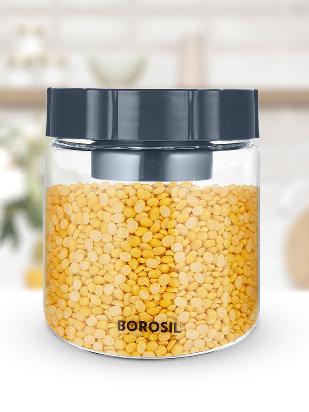 

BOROSIL Easy Scoop Endura Transparent Glass Jar With PP Lid & Scoop Cup 600 ml