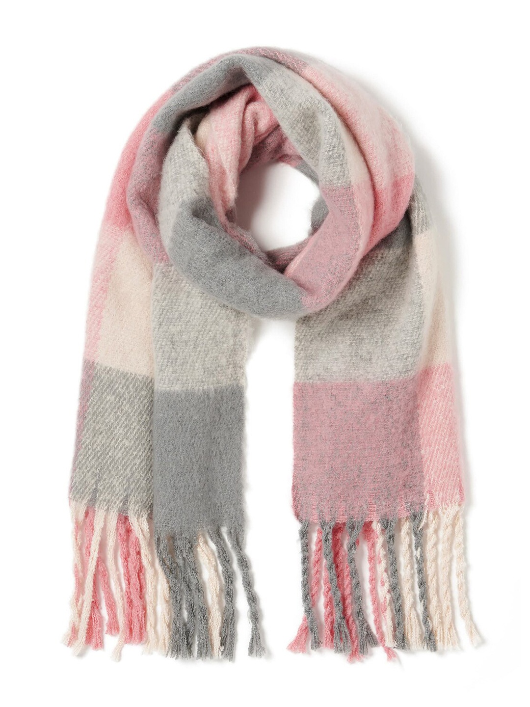 

Forever New Women Pink & Grey Checked Scarf