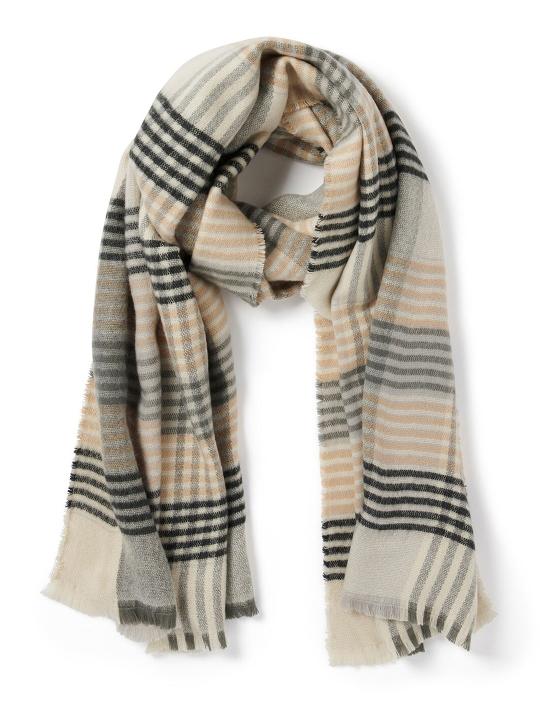 

Forever New Women Beige & Black Checked Acrylic Scarf