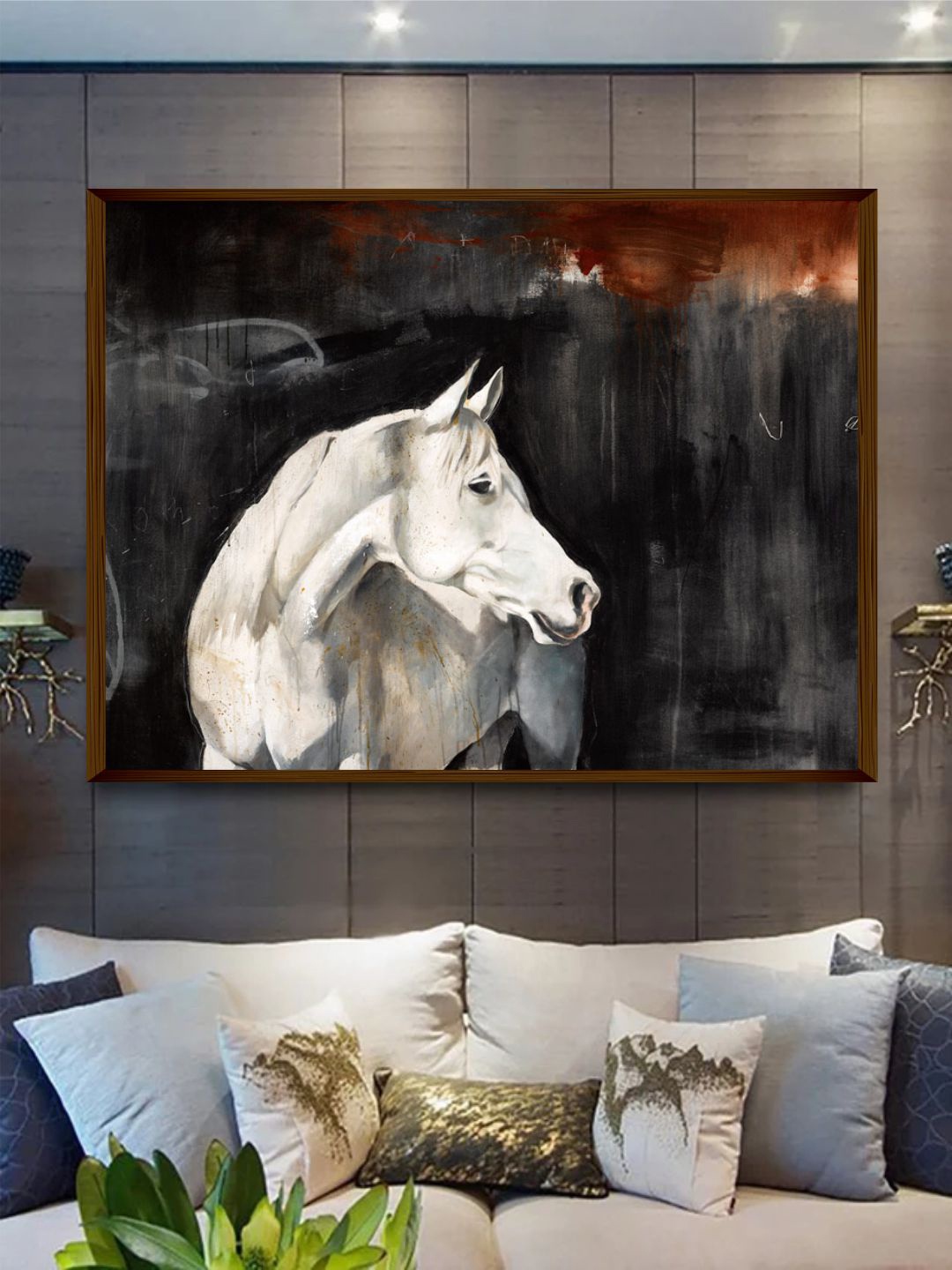

The Art House Black & White Horse Painting Wall Art