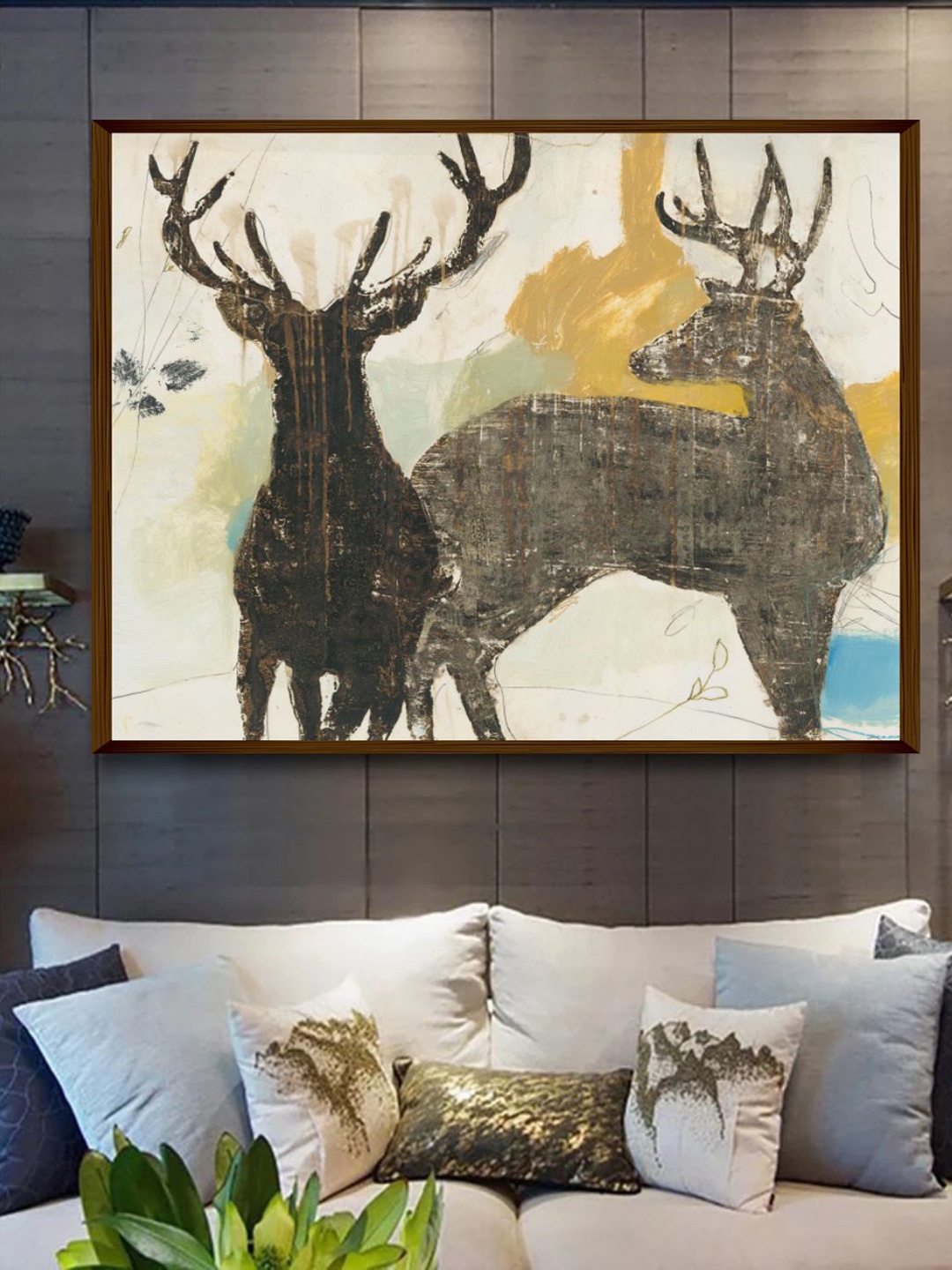 

The Art House Black & Off-White Abstract Wall Painting
