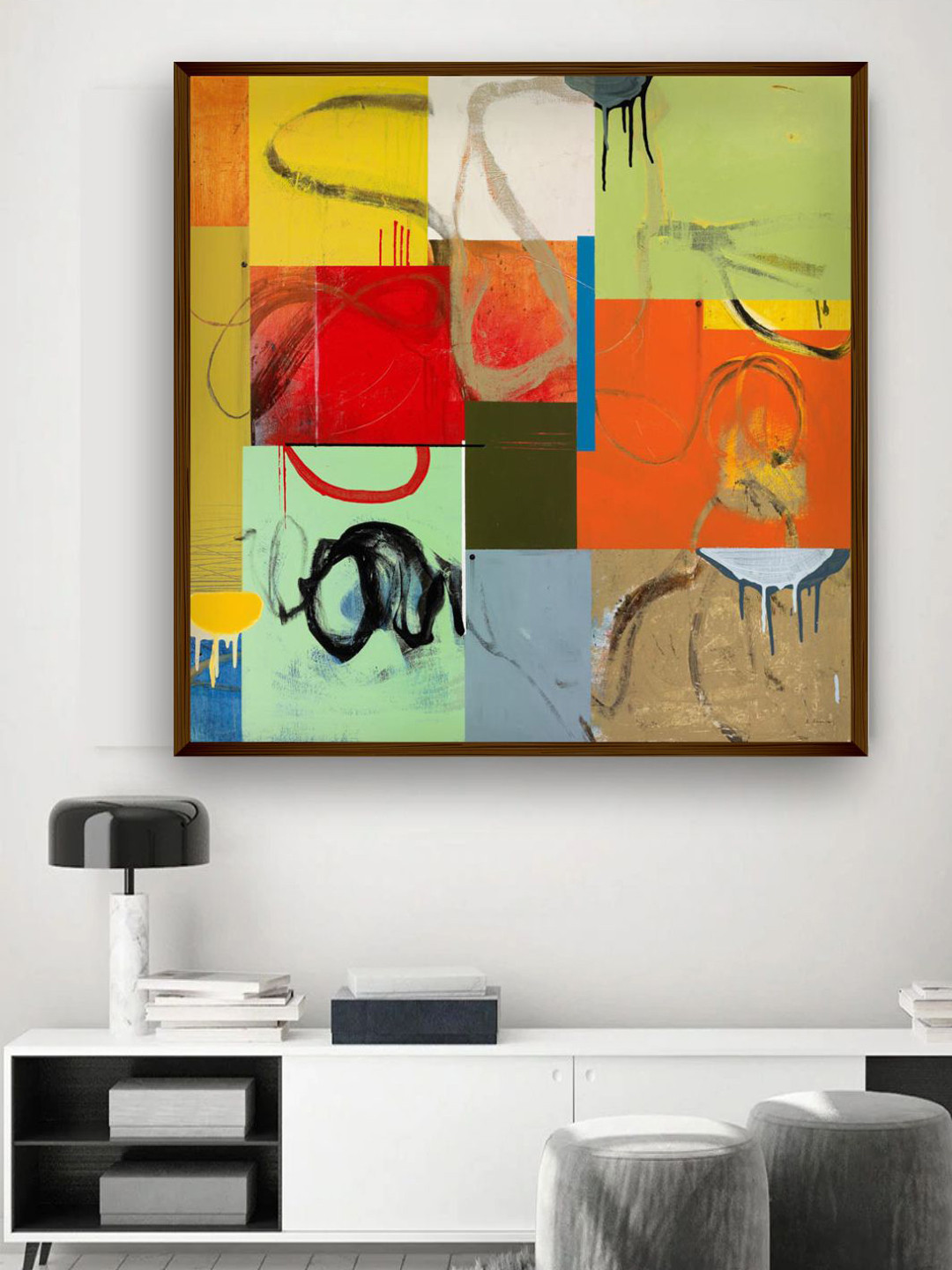 

The Art House Red & Yellow Abstract Panting Wall Art