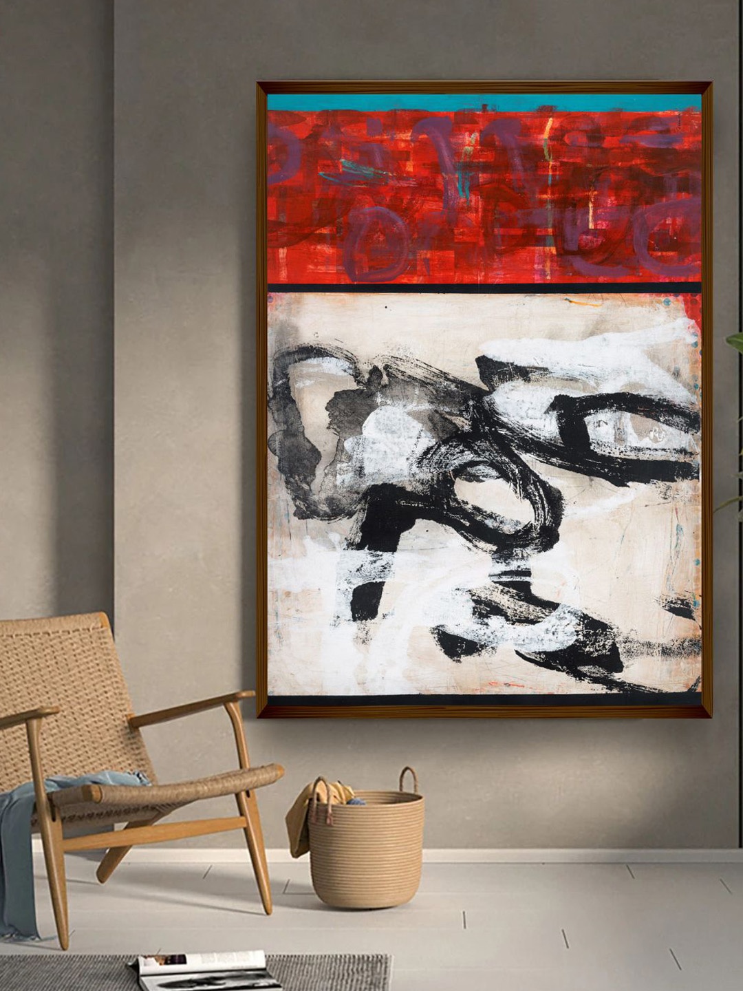 

The Art House White & Red Abstract Wall Art
