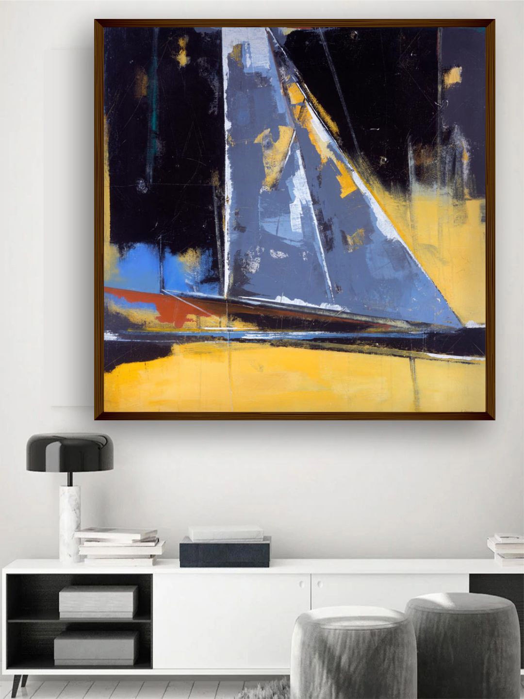 

The Art House Blue & Yellow Abstract Painting Wall Art