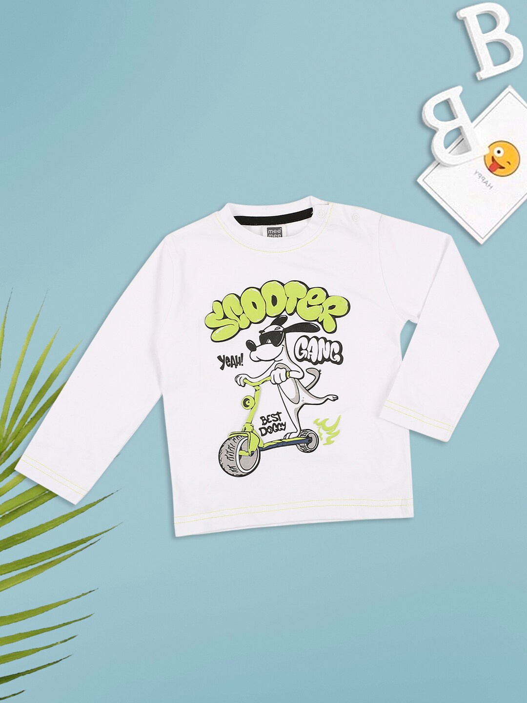 

MeeMee Boys White Cotton Printed T-shirt