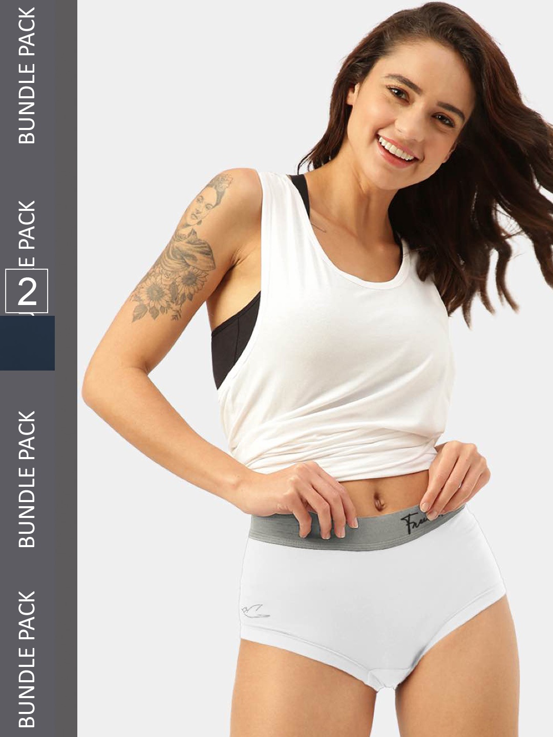 

FREECULTR Women Blue & White Pack Of 2 Anti Microbial Ultra Soft Boxer Briefs