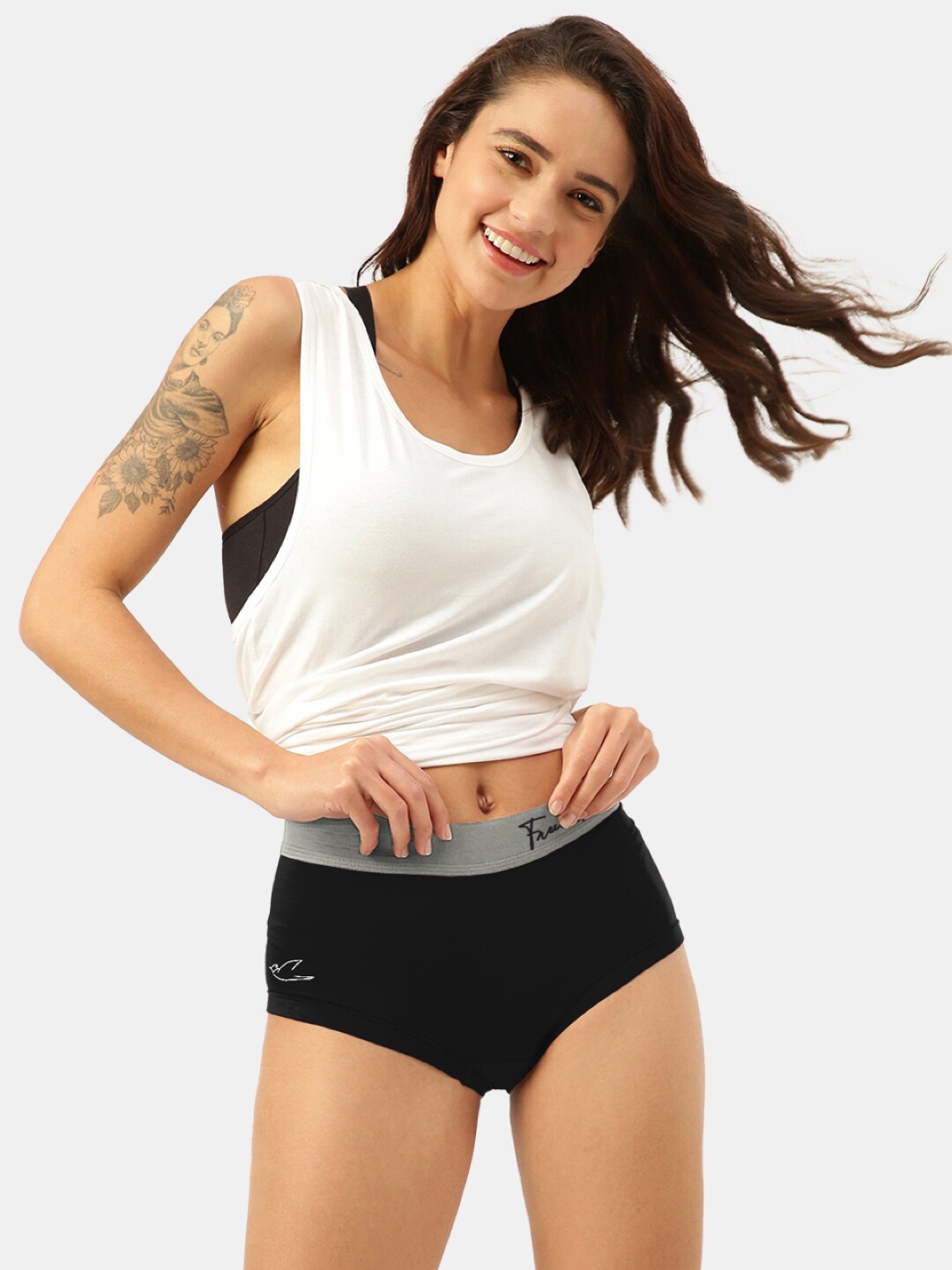 

FREECULTR Women Black AntiMicrobial Ultra Soft Cult Waistband Boxer Briefs