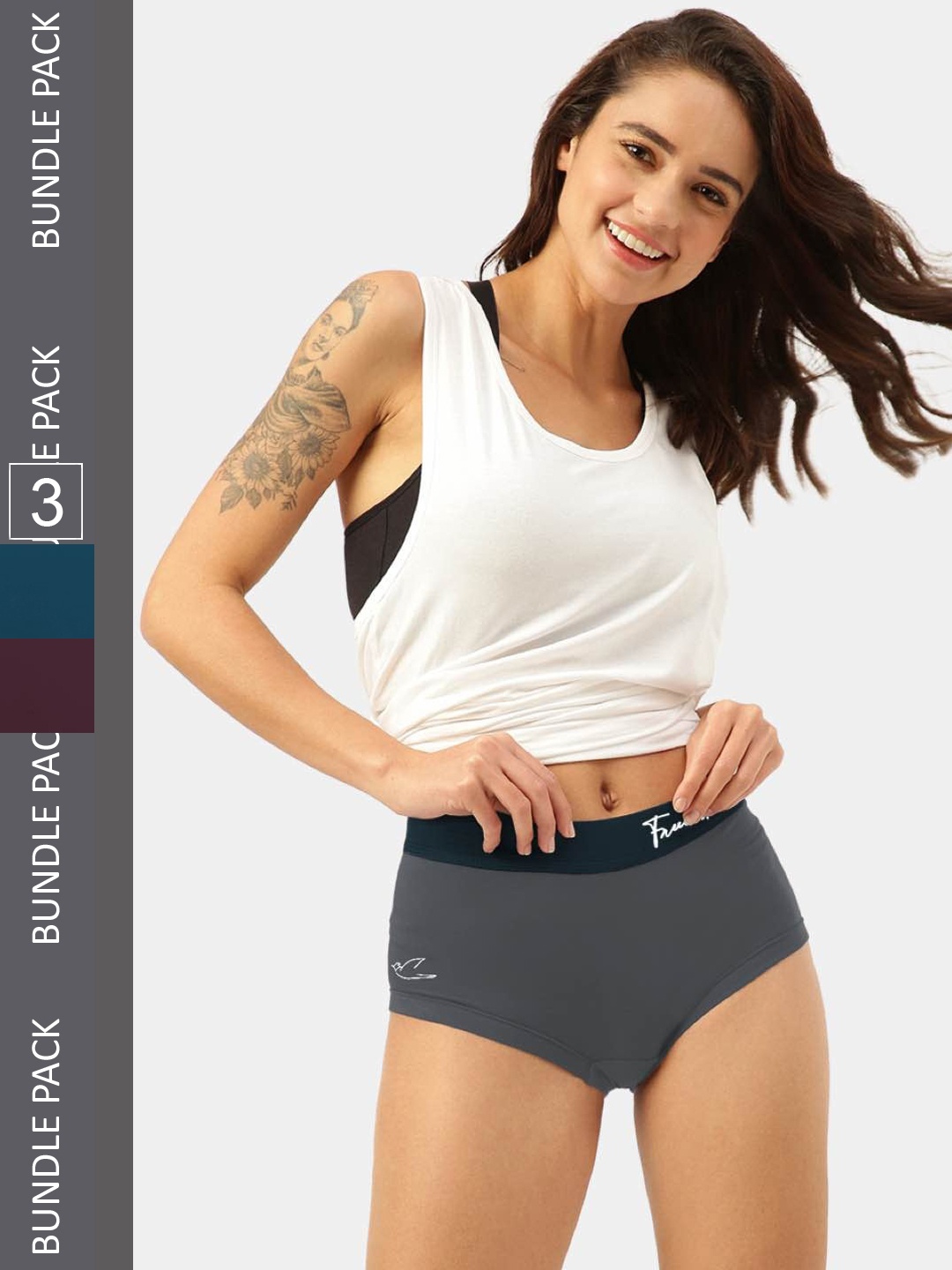 

FREECULTR Women Pack Of 3 Anti Microbial Ultra Soft Cult Waistband Boxer Briefs, Grey