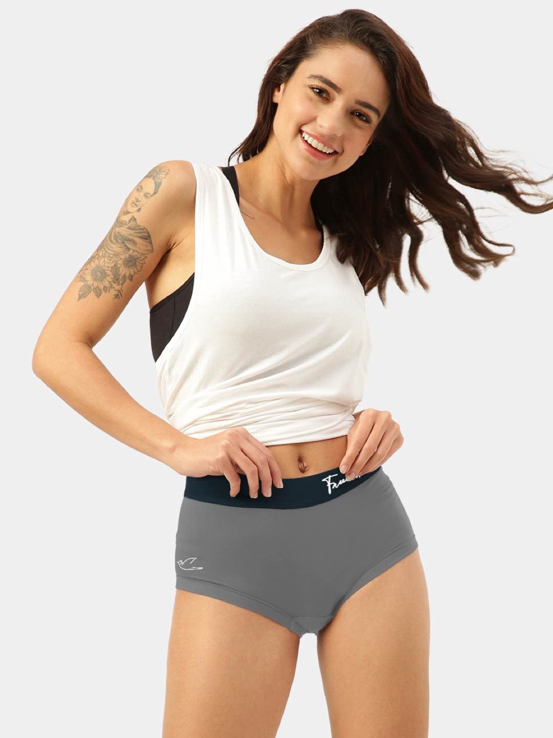 

FREECULTR Women Grey Anti Microbial Ultra Soft Cult Waistband Boxer Briefs