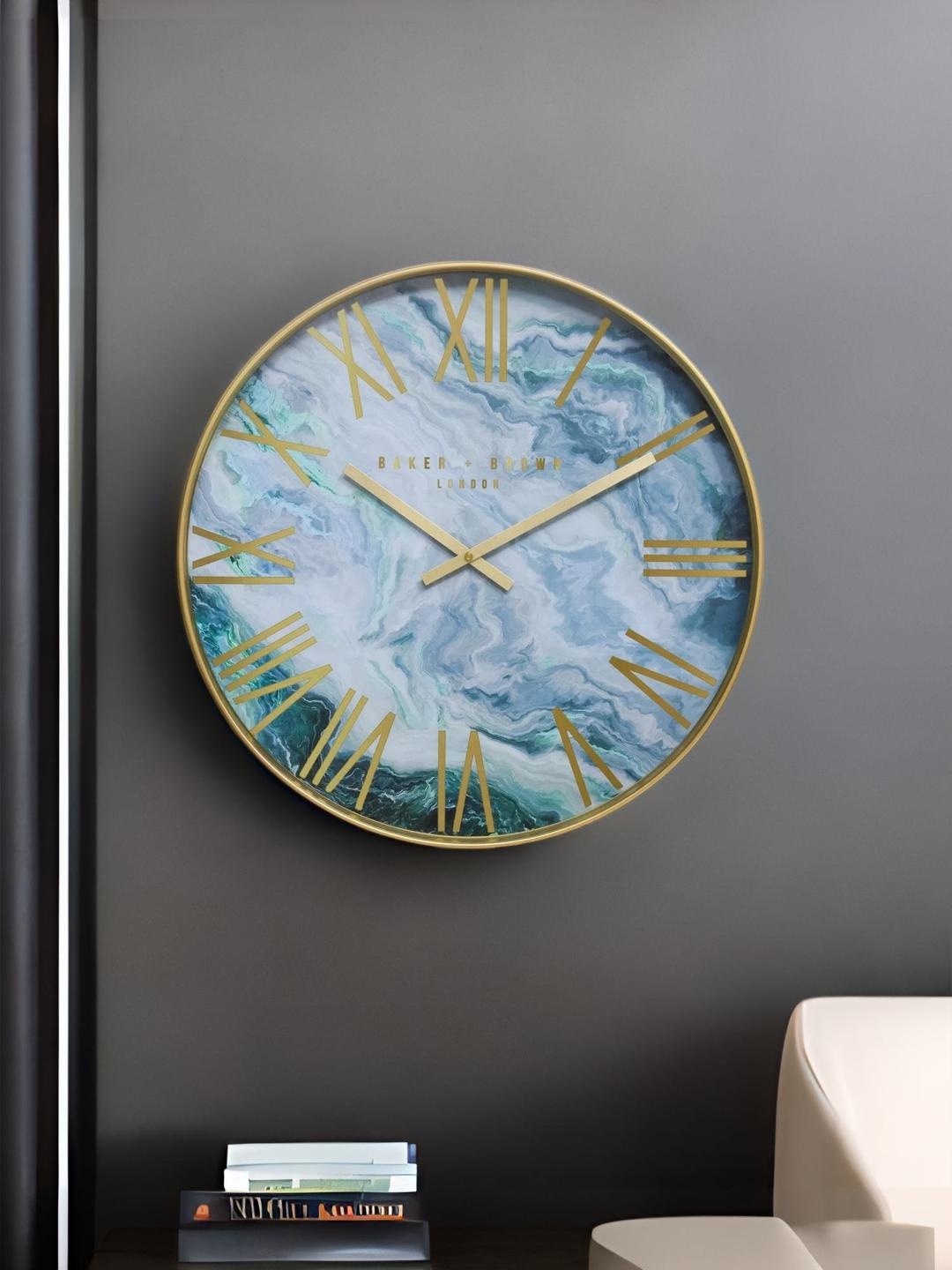 

Athome by Nilkamal Blue & Brown Printed Contemporary Wall Clock