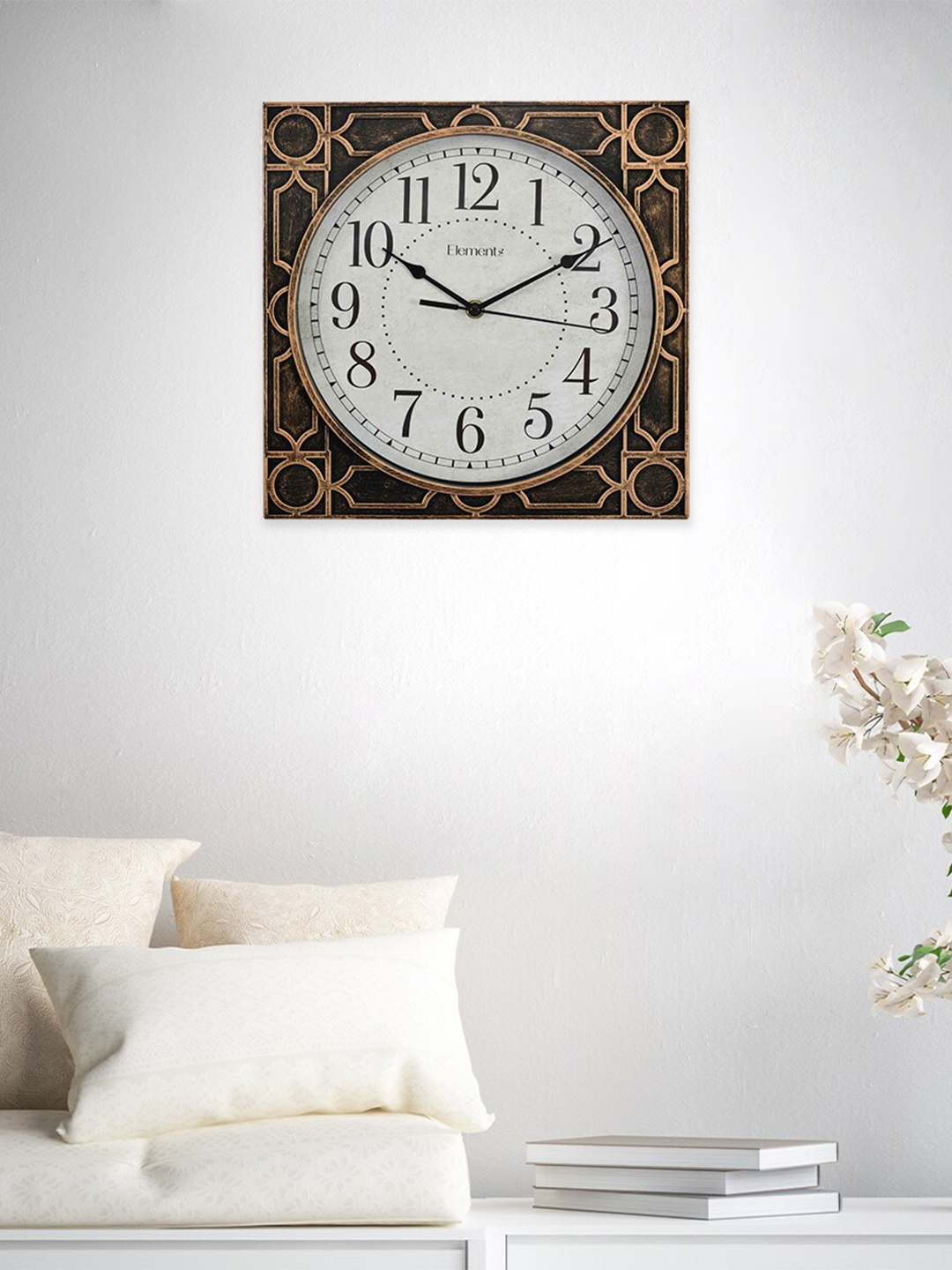 

Athome by Nilkamal Brown & Black Textured Contemporary Wall Clock