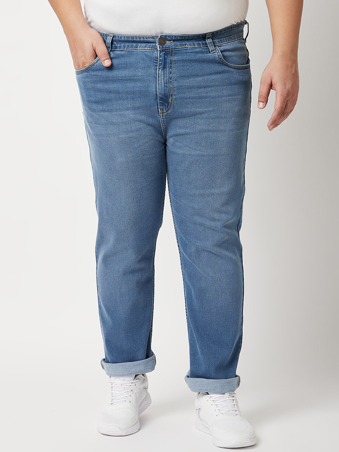 

ZUSH Men Plus Size Blue Light Fade Stretchable Cotton Jeans