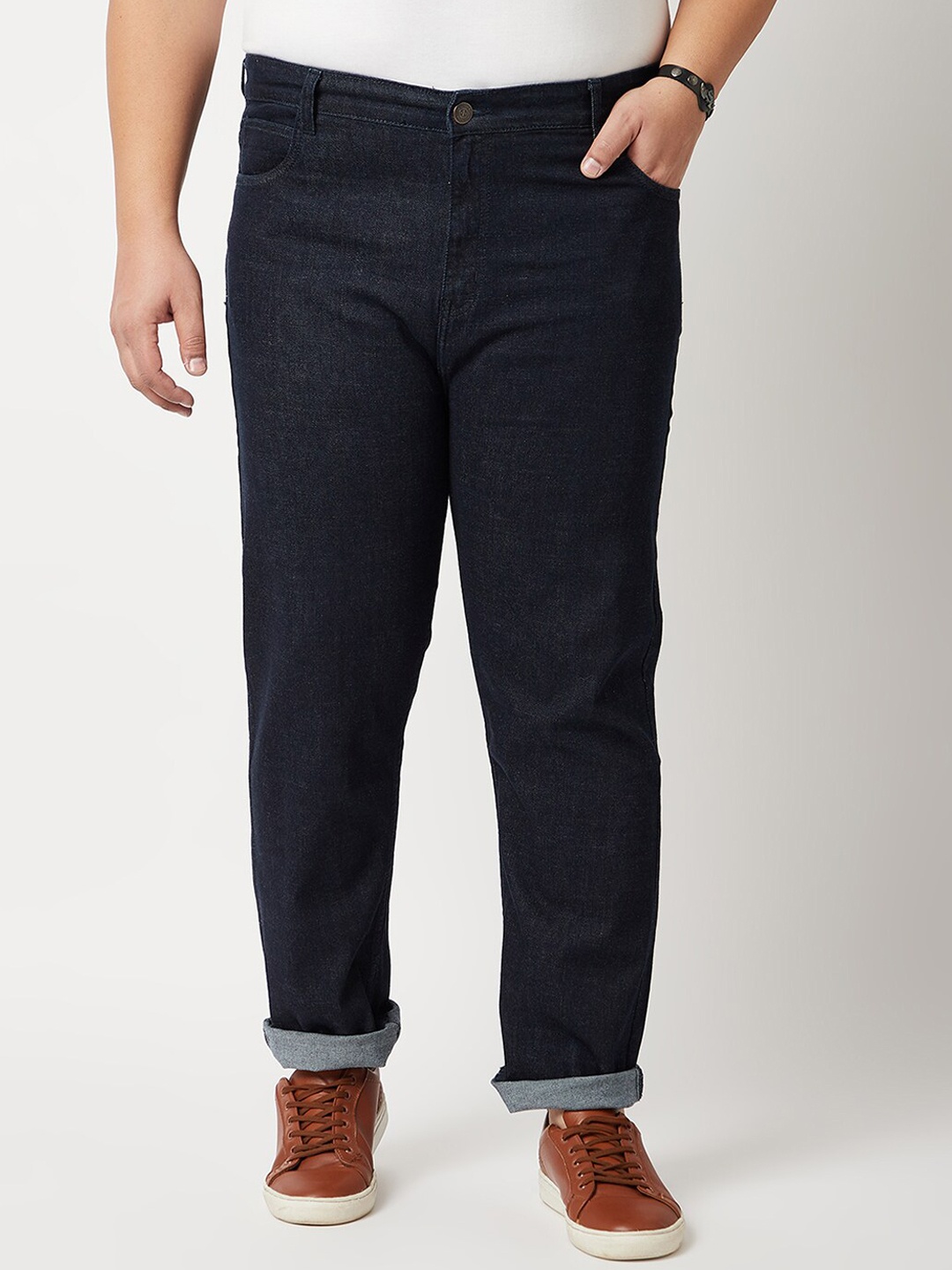 

ZUSH Men Plus Size Navy Blue Stretchable Cotton Jeans