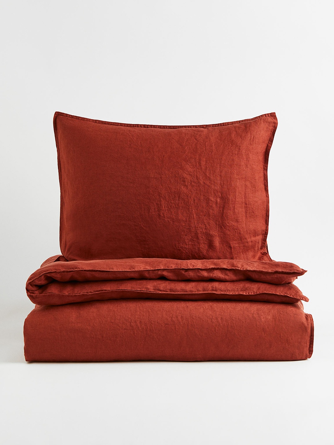 

H&M Orange Linen Single Duvet Cover Set