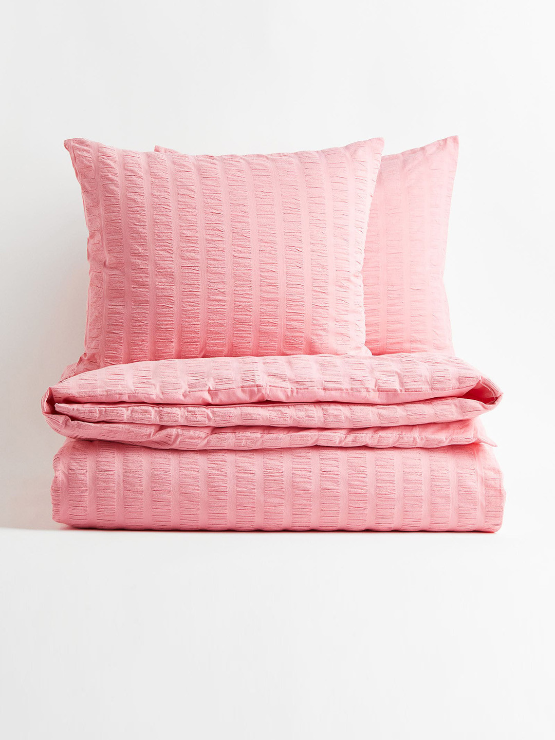 

H&M Pink Seersucker Duvet Cover Set