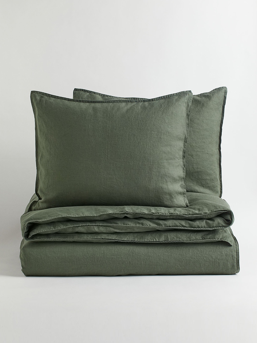 

H&M Green Linen Double/King Duvet Cover Set