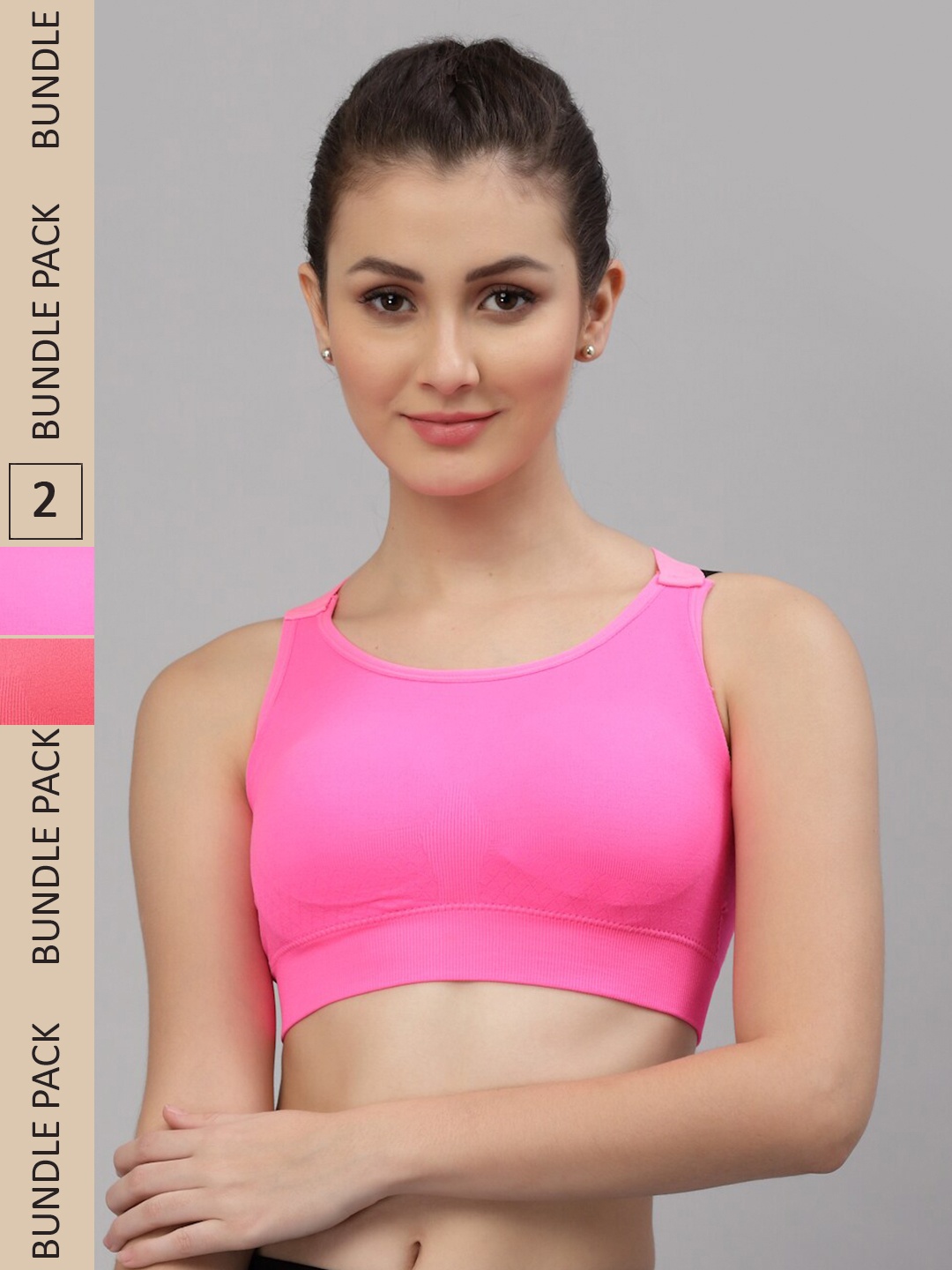 

Friskers Pink & Orange Pack Of 2 Cotton Lightly Padded Sports Bra
