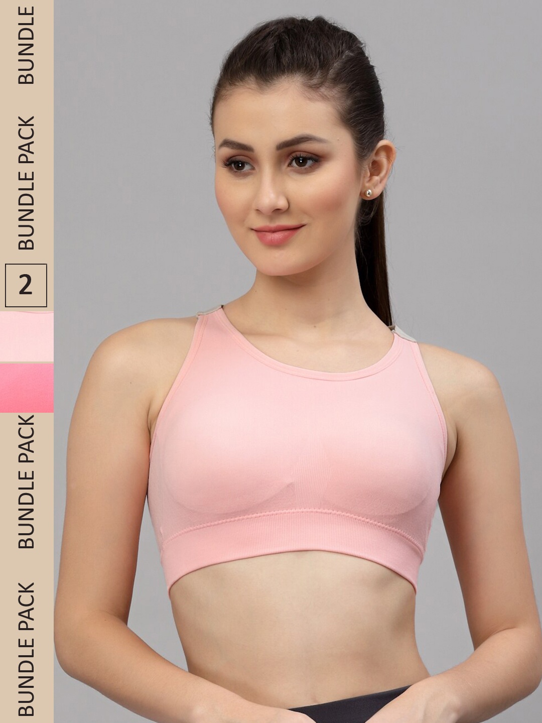 

Friskers Peach & Pink Pack Of 2 Cotton Lightly Padded Sports Bra