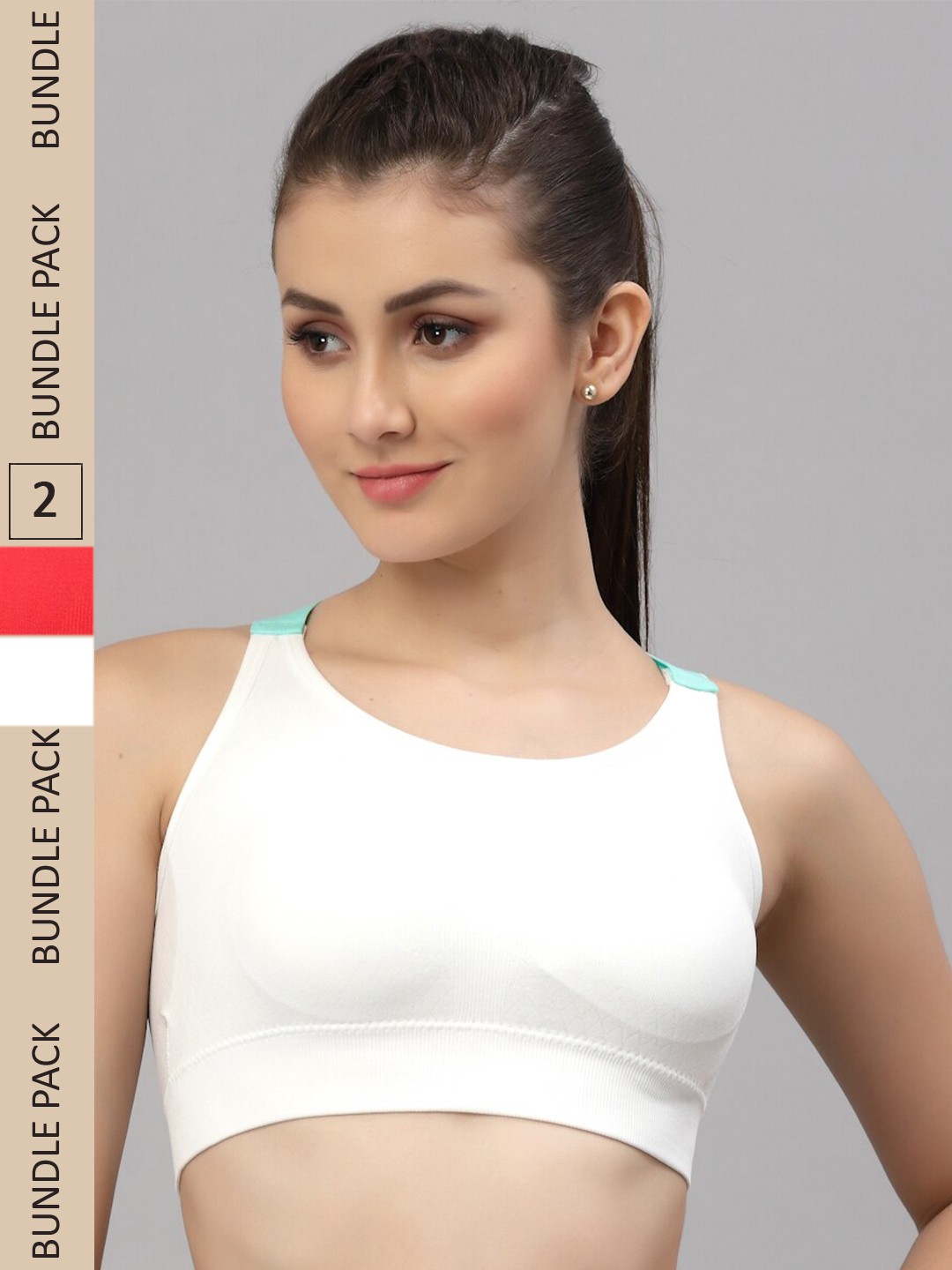 

Friskers White & Red Pack of 2 Lightly Padded Sports Bra