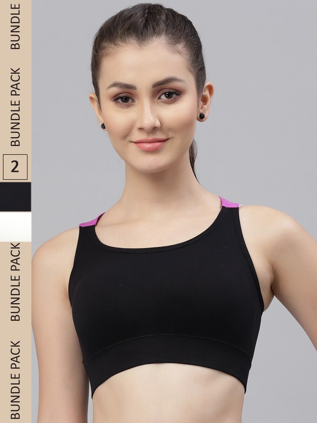 

Friskers Black & White Pack of 2 Lightly Padded Sports Bra