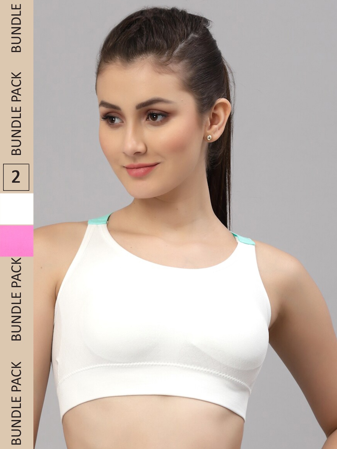 

Friskers White & Pink Pack of 2 Lightly Padded Sports Bra