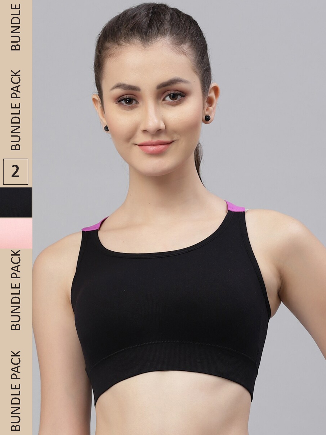 

Friskers Black & Pink Pack of 2 Lightly Padded Sports Bra