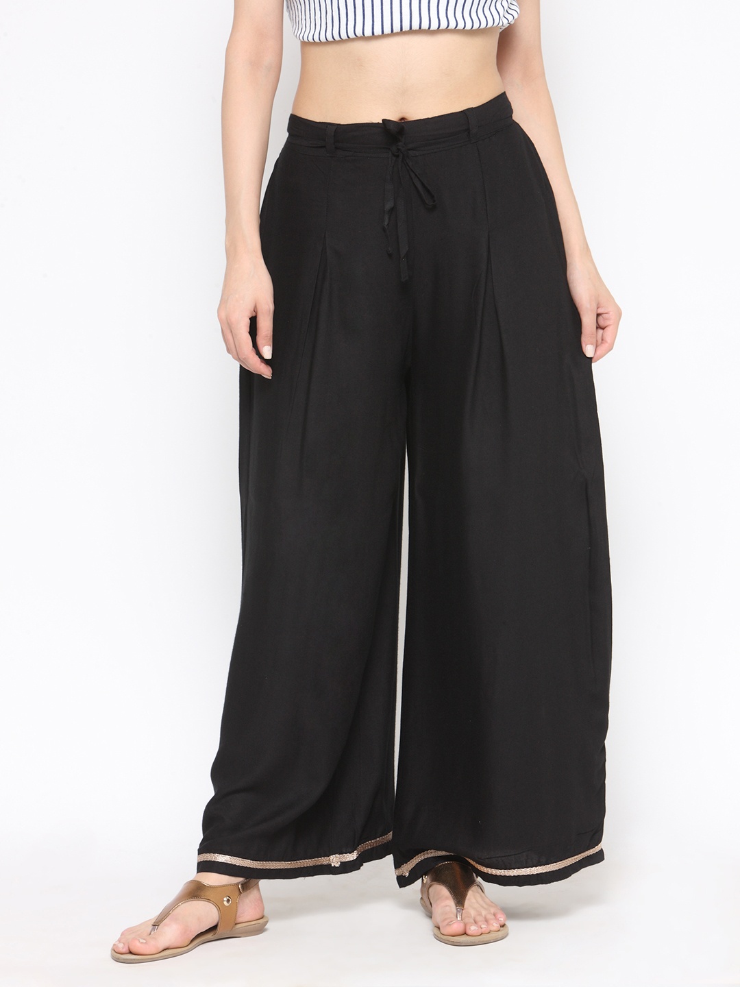 

Tulsattva Women Black Wide Leg Solid Palazzos